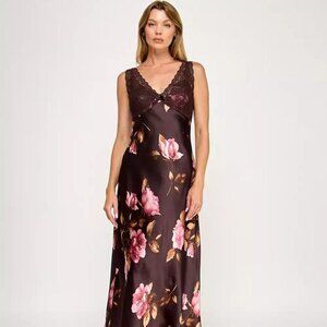 ROW A Women's V-Neck Pull-On Midi Dress Espresso Size XL